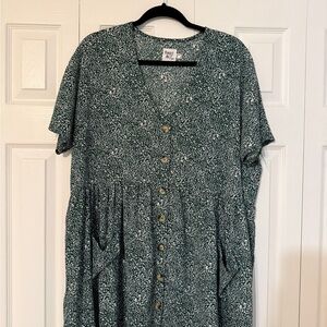 Princess Polly Green and White Printed Babydoll Dress